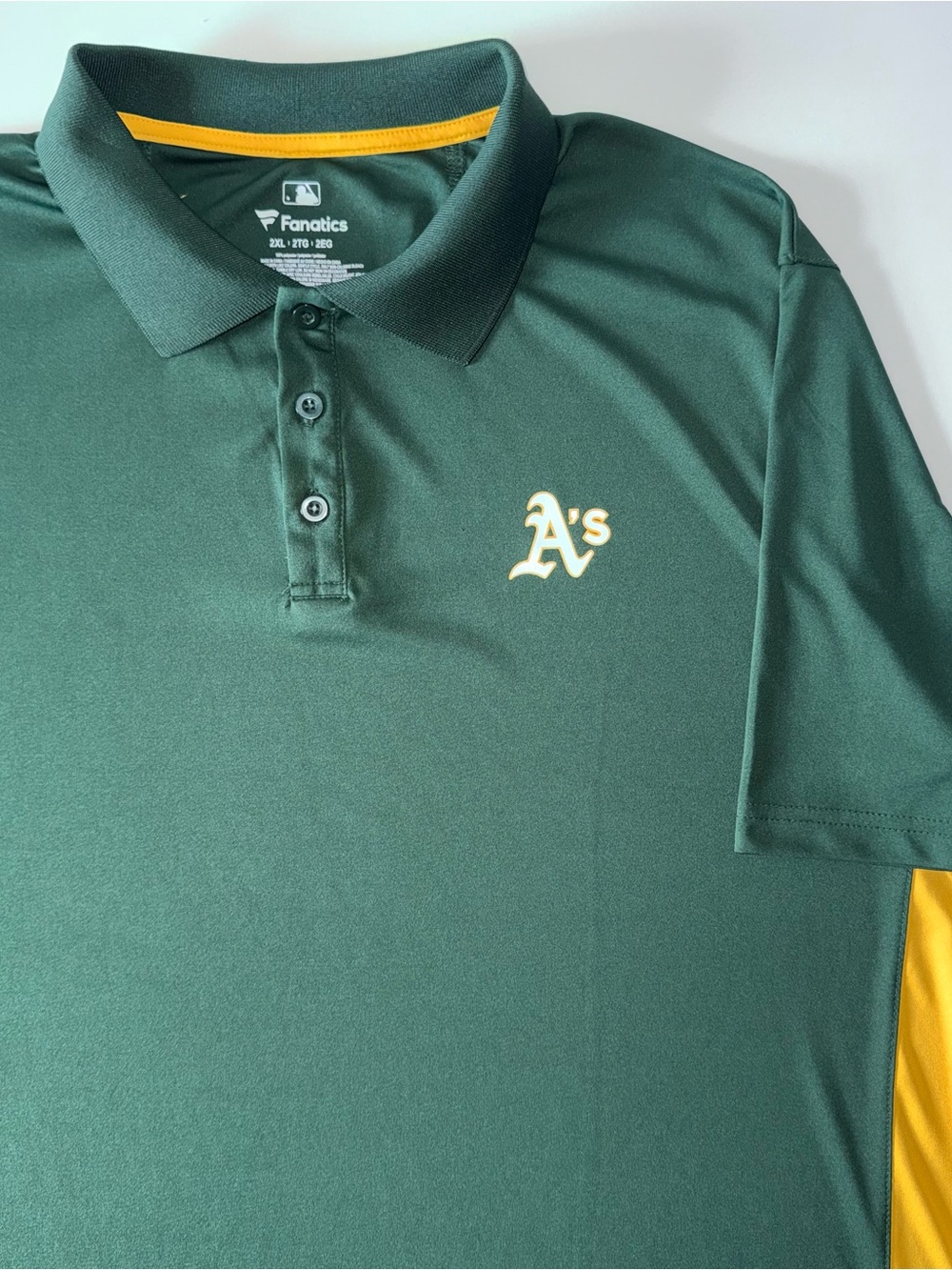 Fanatics MLB Polo Men's 2XL Sacramento Athletics Green Yellow Performance